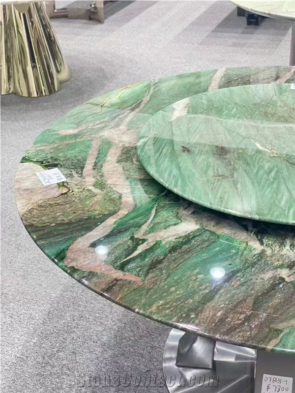Fuchsite Crystal Quartzite Commercial Dining Table