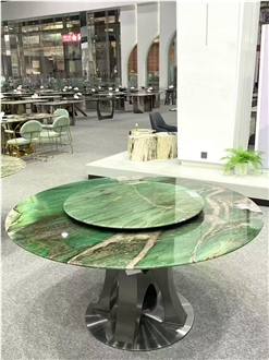 Fuchsite Crystal Quartzite Commercial Dining Table