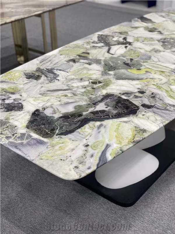 Ice Cold Jade Marble Dining Tops, Commercial Table Tops