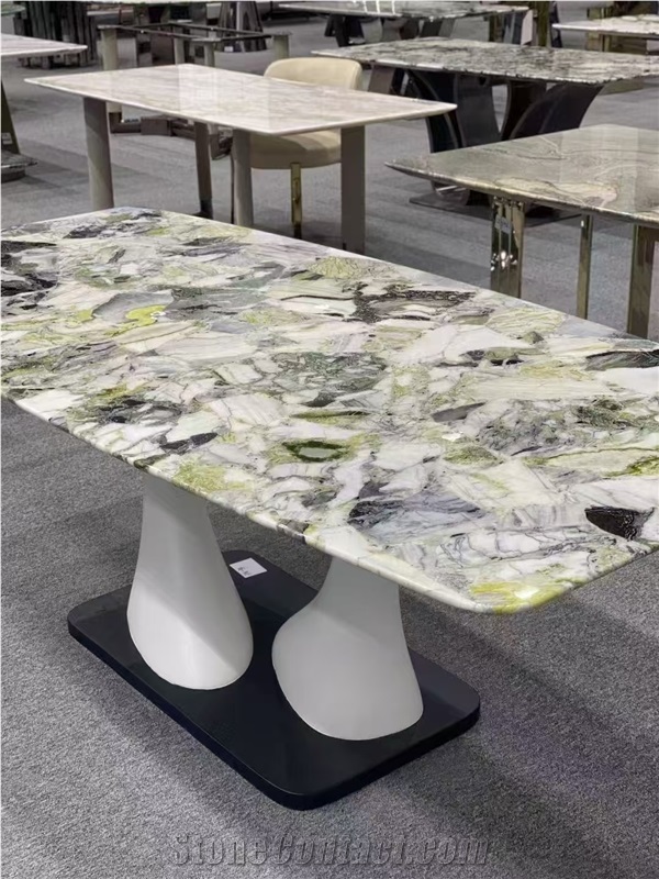 Ice Cold Jade Marble Dining Tops, Commercial Table Tops