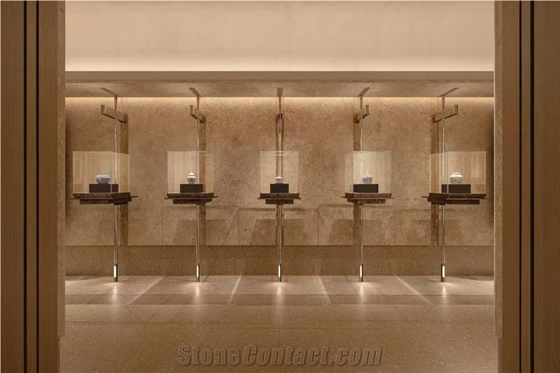 Brown Limestone Slabs Honed Finish