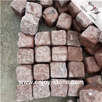Red Porphyry Cubes Split Surface For Paving