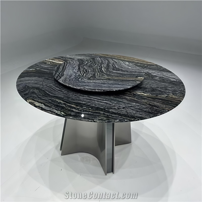Antique Wood Polished  Marble  Table Top