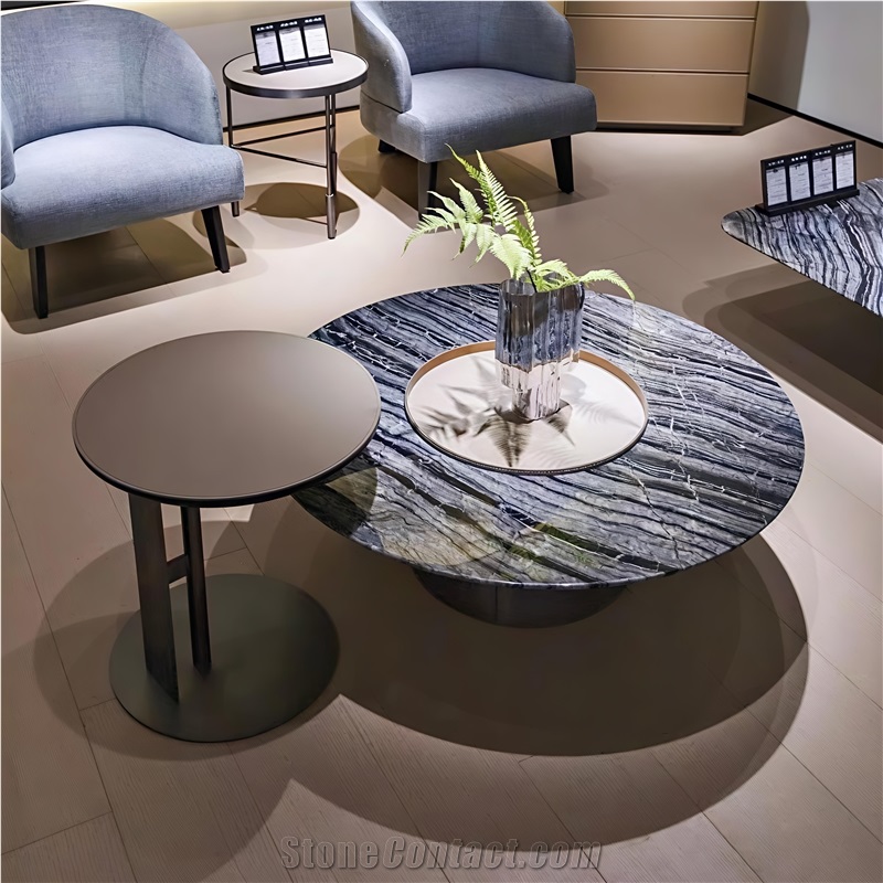 Antique Wood Polished  Marble  Table Top