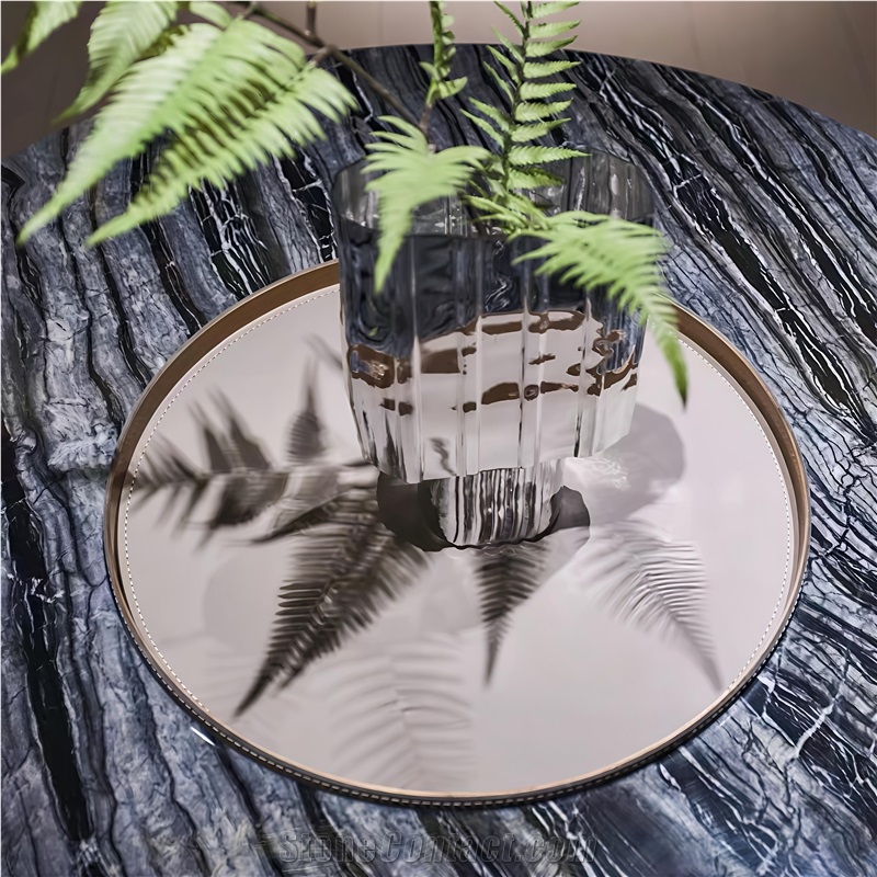 Antique Wood Polished  Marble  Table Top