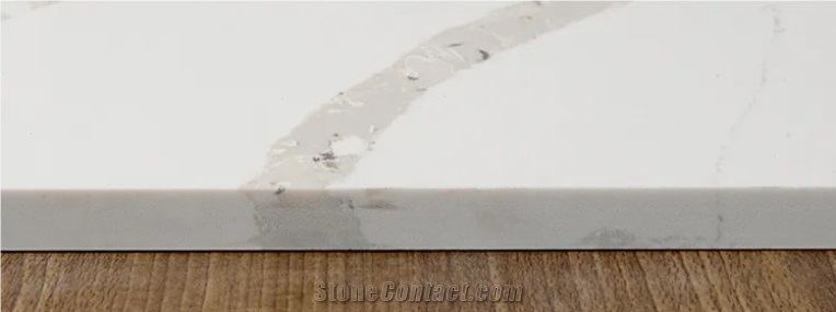 White Quality-Ensured Artificial Calacatta Quartz Slabs For Kitchen