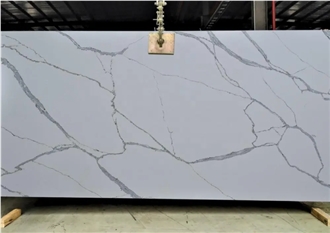 White Quality-Ensured Artificial Calacatta Quartz Slabs For Kitchen