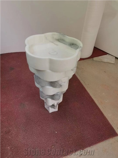 Hot Sale Flower-Pattern White Wash Basin For Hotel Design