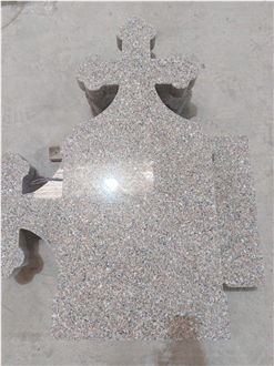 Pink Granite Cross Tombstone