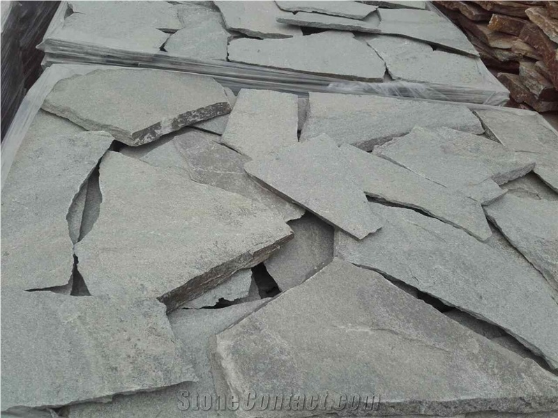 Grey Gneiss Machine Cut Irregular Flagstone Tiles