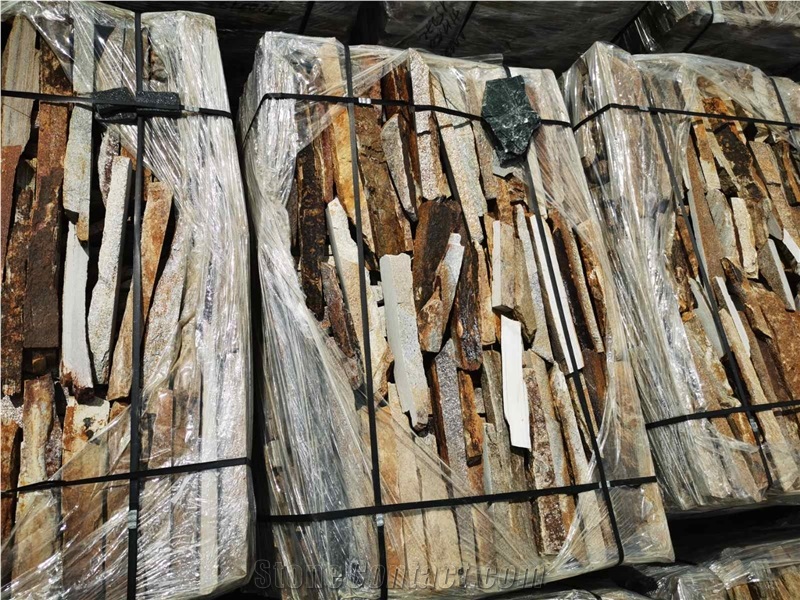 Metallic Rusty Gneiss Machine Cut Irregular Flagstone Tiles