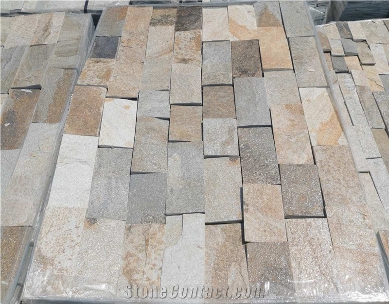 Metallic Rusty Gneiss Machine Cut Irregular Flagstone Tiles