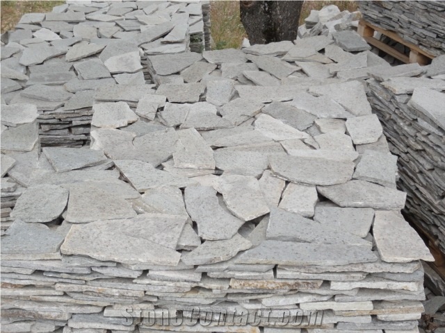White Gneiss Machine Cut Irregular Flagstone Tiles