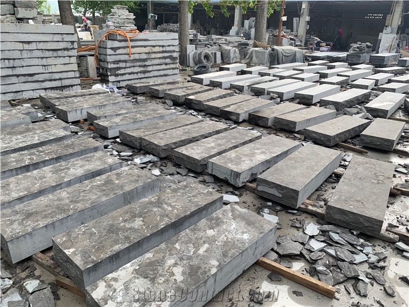 Flamed Blue Limestone Pattern Floor Tile
