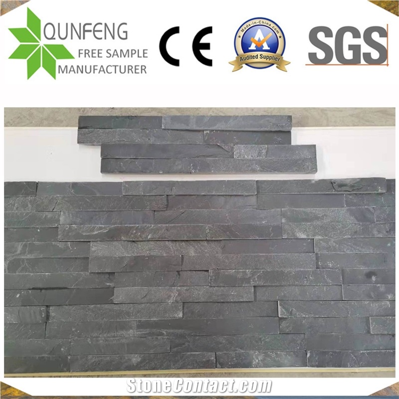 China 10*36CM Black Split Panel Interlocking Slate Z Stone