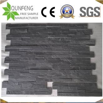 China 10*36CM Black Split Z Interlocking Slate Ledger Panels