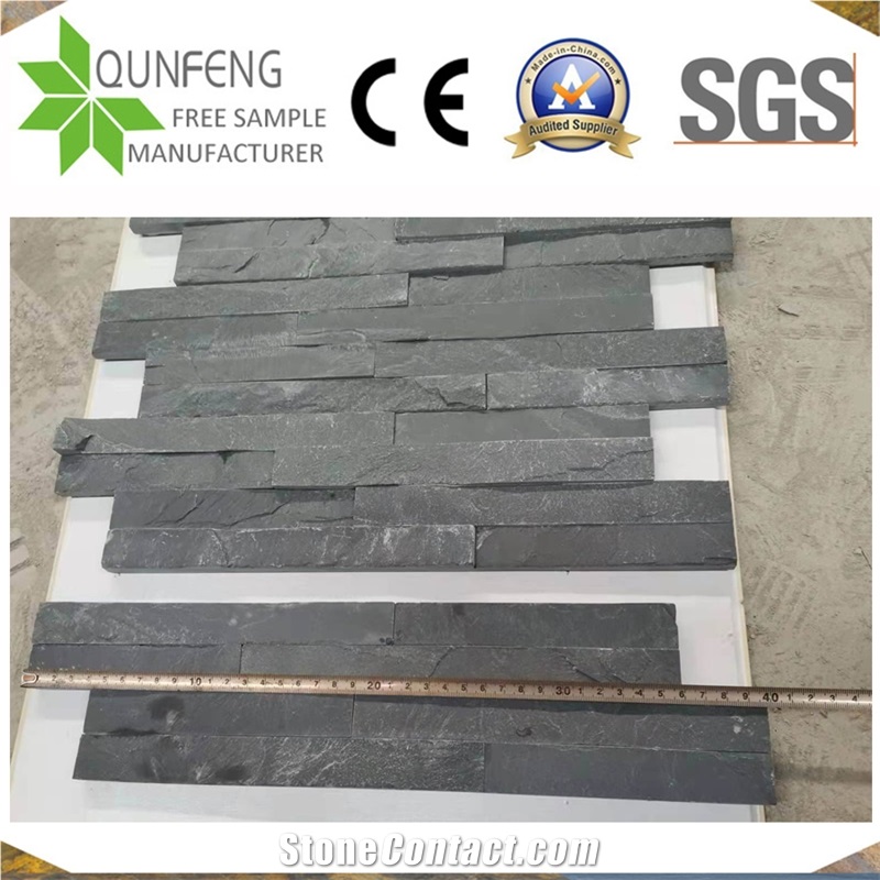China 10*36CM Black Split Z Interlocking Slate Ledger Panels