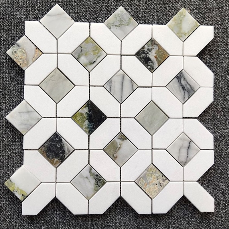 Ice Jade Green Marble Mosaic Tile Cut Subway Mosaic Tiles