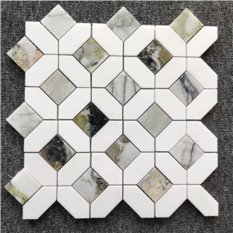 Ice Jade Green Marble Mosaic Tile Cut Subway Mosaic Tiles