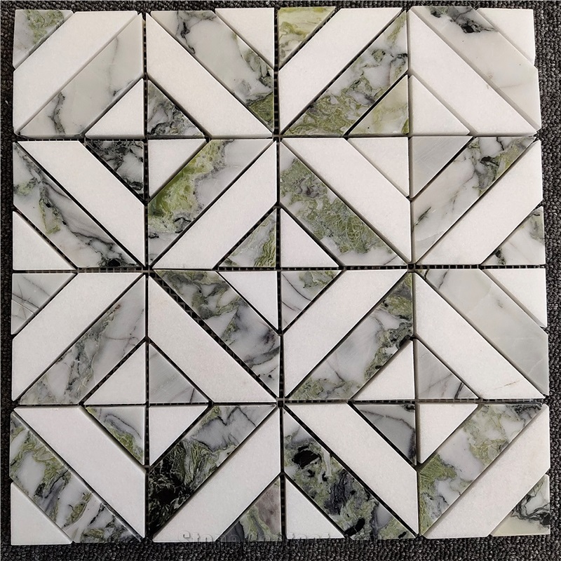 Ice Jade Green Marble Mosaic Tile Cut Subway Mosaic Tiles