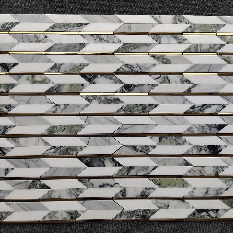 Ice Jade Green Marble Mosaic Tile Cut Subway Mosaic Tiles
