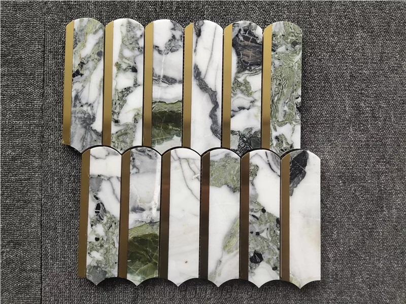 Ice Jade Green Marble Mosaic Tile Cut Subway Mosaic Tiles