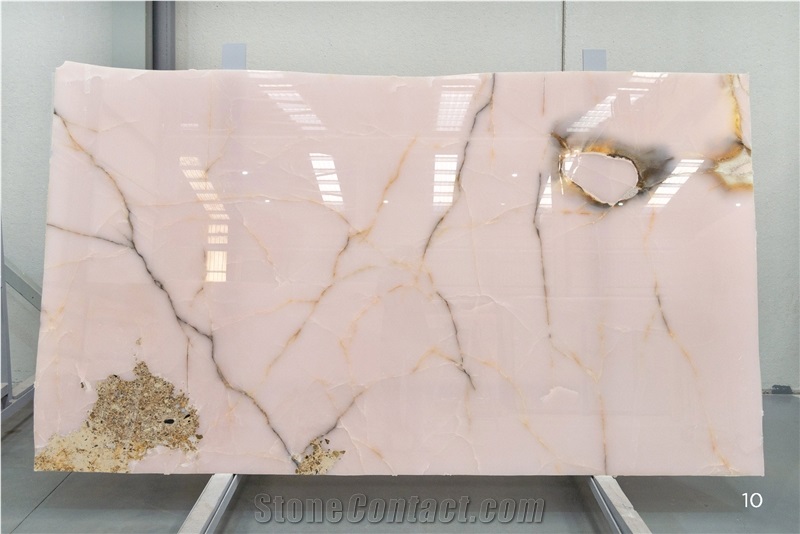 Natural Pink Onyx Slabs, 2 Cm, Bookmatched