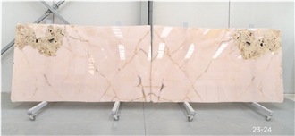 Natural Pink Onyx Slabs, 2 Cm, Bookmatched