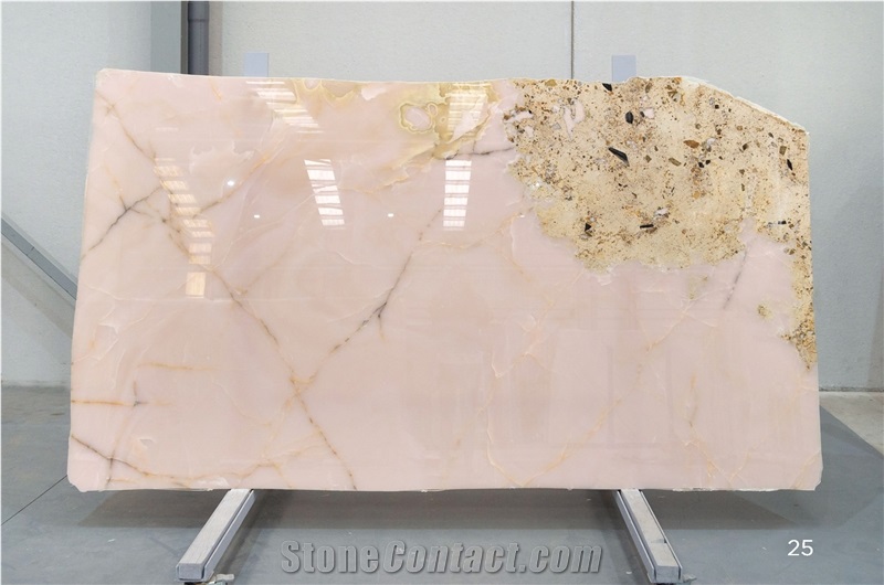 Natural Pink Onyx Slabs, 2 Cm, Bookmatched