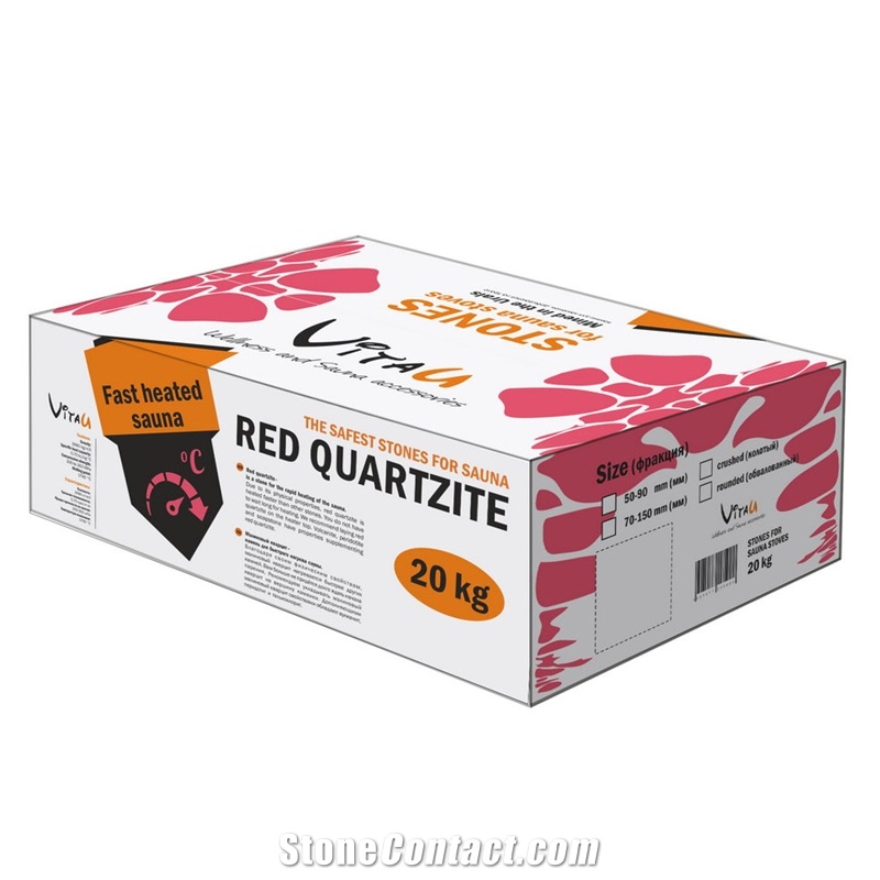 Red Quartzite Sauna Stones, 20 Kg