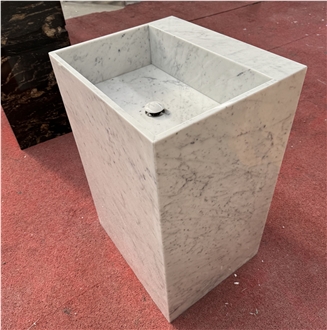 Carrara White Marble Pedestal Basin