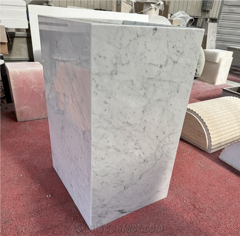 Carrara White Marble Pedestal Basin