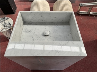 Carrara White Marble Pedestal Basin