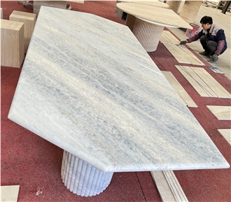Irregular Shape Azul Cielo Marble Dining Table