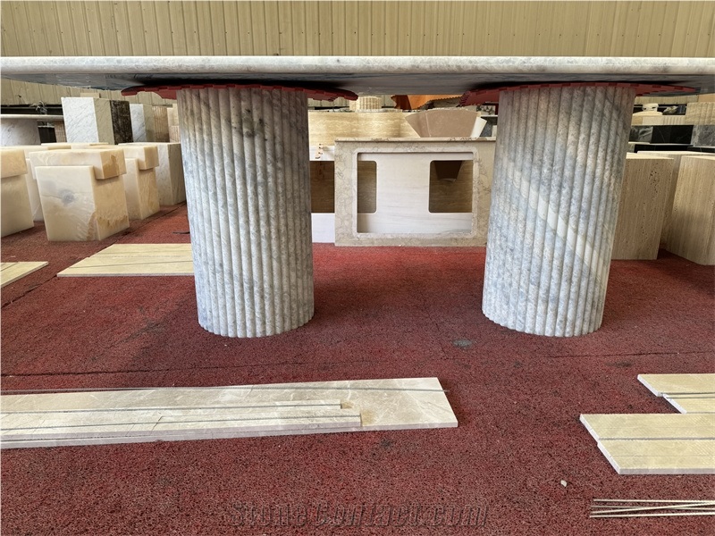 Irregular Shape Azul Cielo Marble Dining Table