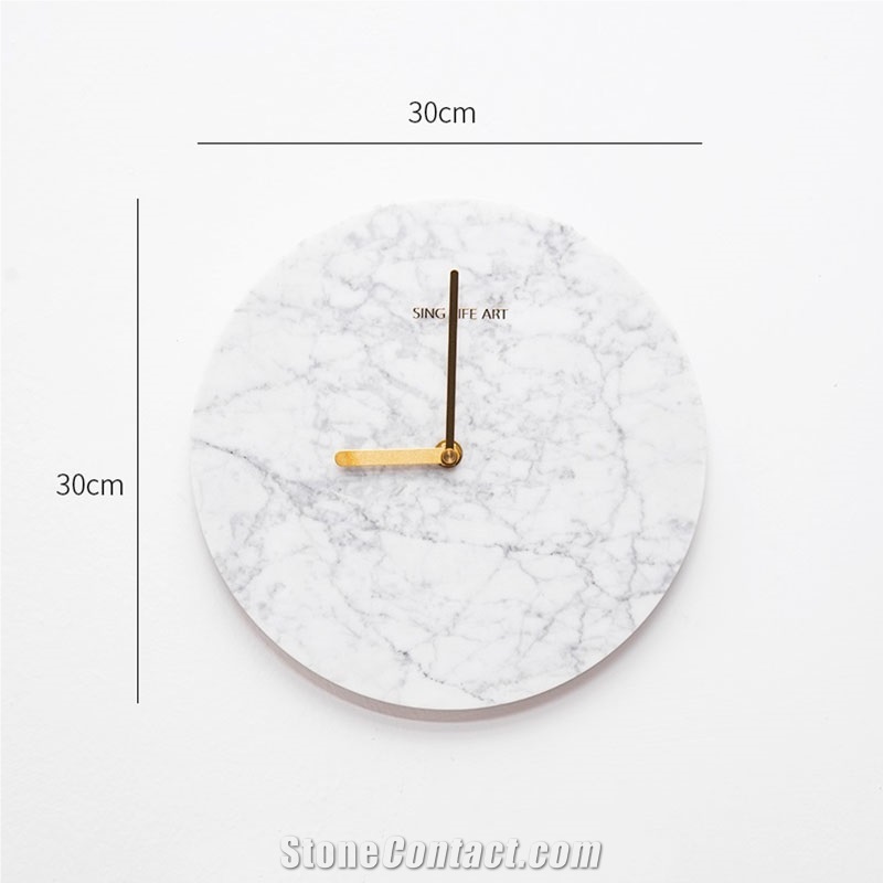 Carrara White Marble Round Wall Clock Gift Handicraft
