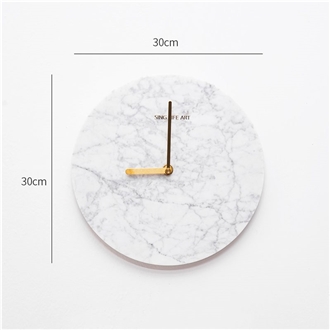 Carrara White Marble Round Wall Clock Gift Handicraft