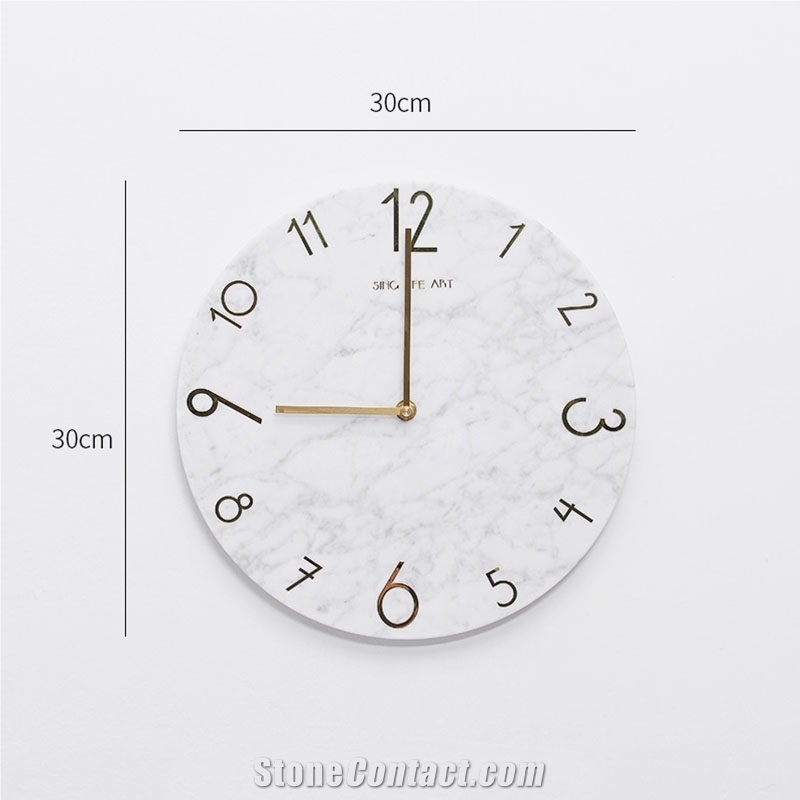 Carrara White Marble Round Wall Clock Gift Handicraft