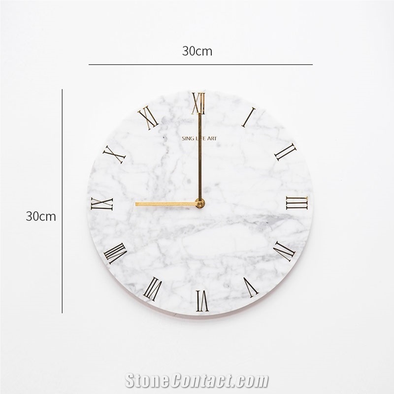 Carrara White Marble Round Wall Clock Gift Handicraft