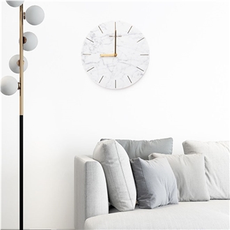 Carrara White Marble Round Wall Clock Gift Handicraft