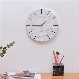 Carrara White Marble Round Wall Clock Gift Handicraft