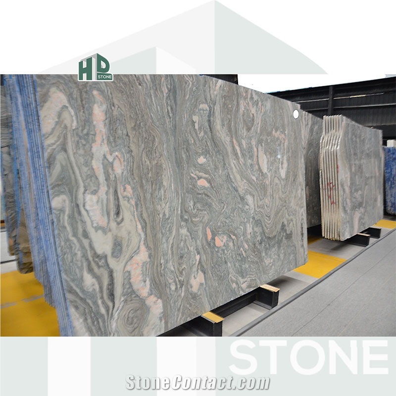 Chinese Grey Pink Cloud River Granite Slabs