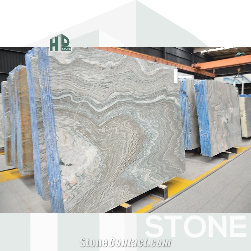 Chinese Grey Pink Cloud River Granite Slabs