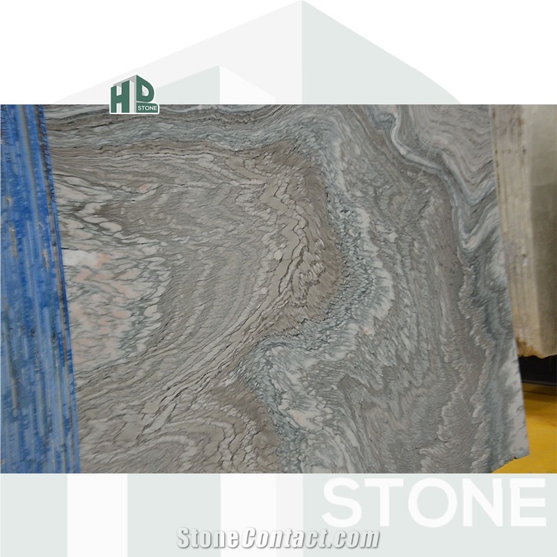 Chinese Grey Pink Cloud River Granite Slabs