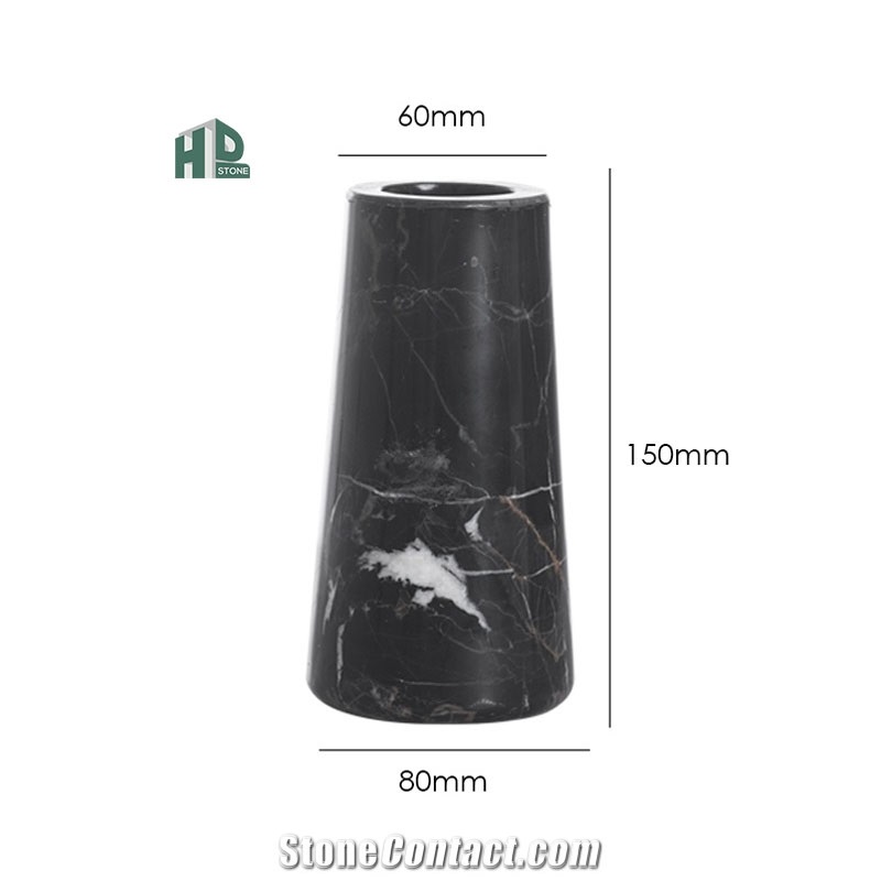 Golden Black Marble Round Flower Vase  Home Decor Products