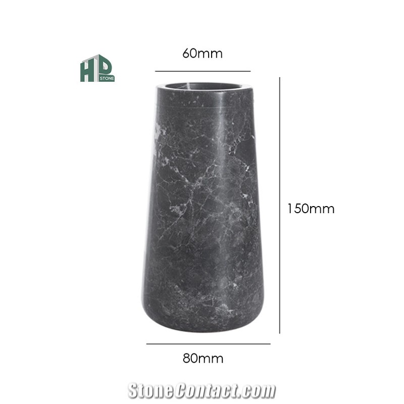 Golden Black Marble Round Flower Vase  Home Decor Products