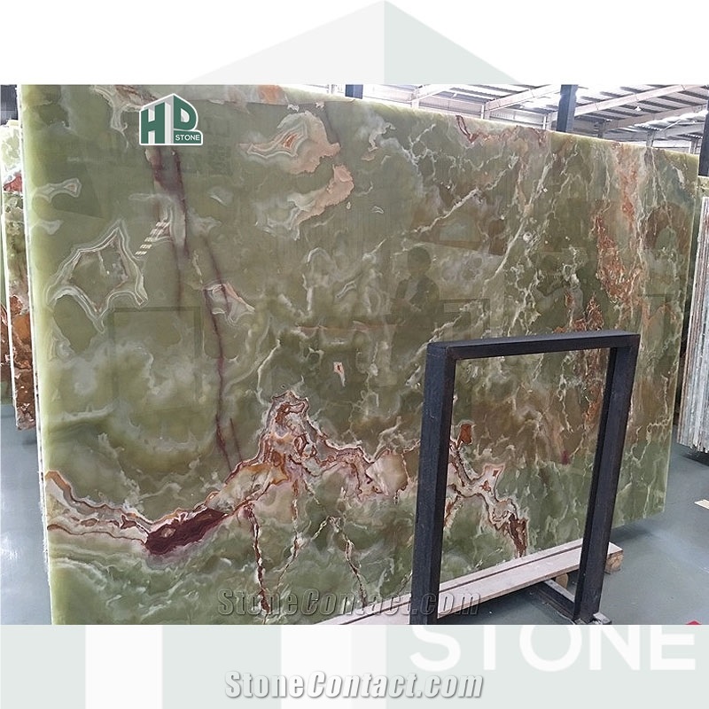 Multicolor Green Onyx Slabs Unique Luxurious Natural Stone