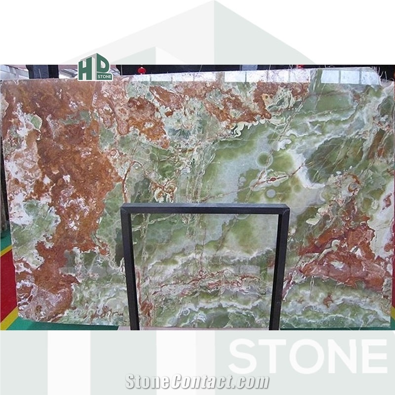 Multicolor Green Onyx Slabs Unique Luxurious Natural Stone