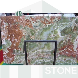 Multicolor Green Onyx Slabs Unique Luxurious Natural Stone
