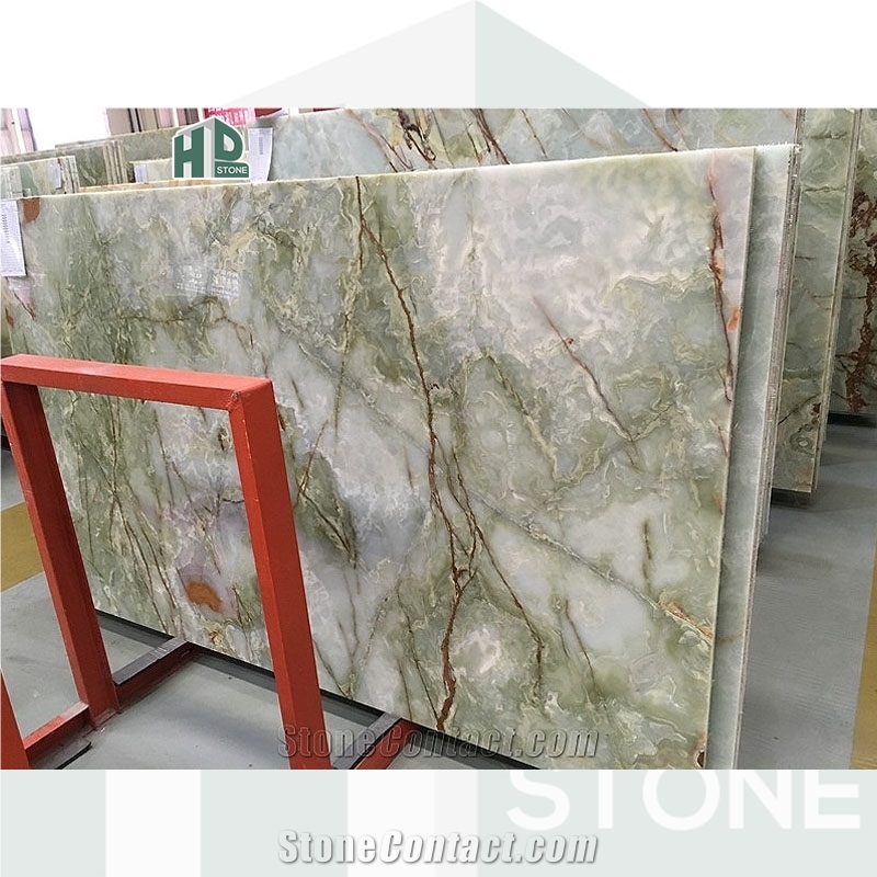 Multicolor Green Onyx Slabs Unique Luxurious Natural Stone